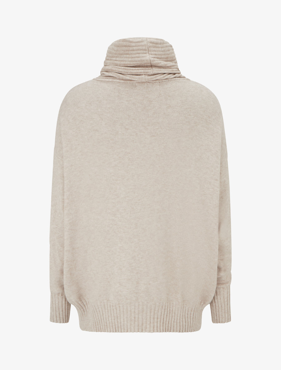 Pull droit à col roulé lâche - Taupe clair - 2