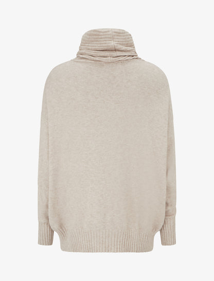 Pull droit à col roulé lâche - Taupe clair - 2