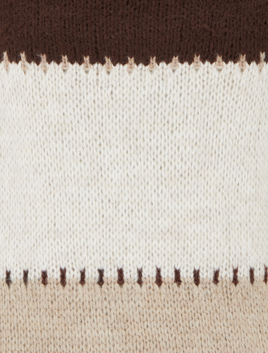 Pull droit à grandes rayures - Marron - 3