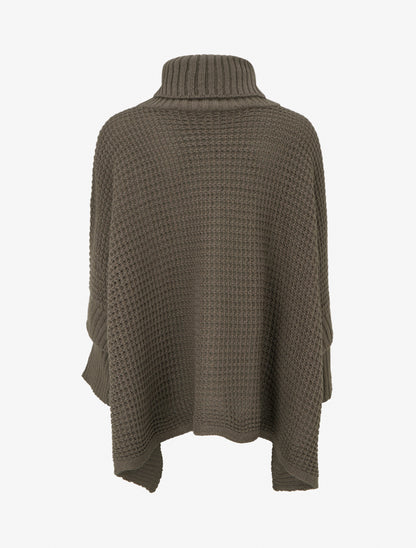 Pull carré style poncho à col roulé - Kaki - 2