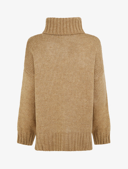 Pull coupe carrée à col roulé - Camel - 2