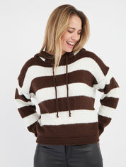 Gestreepte hoodie - Bruin