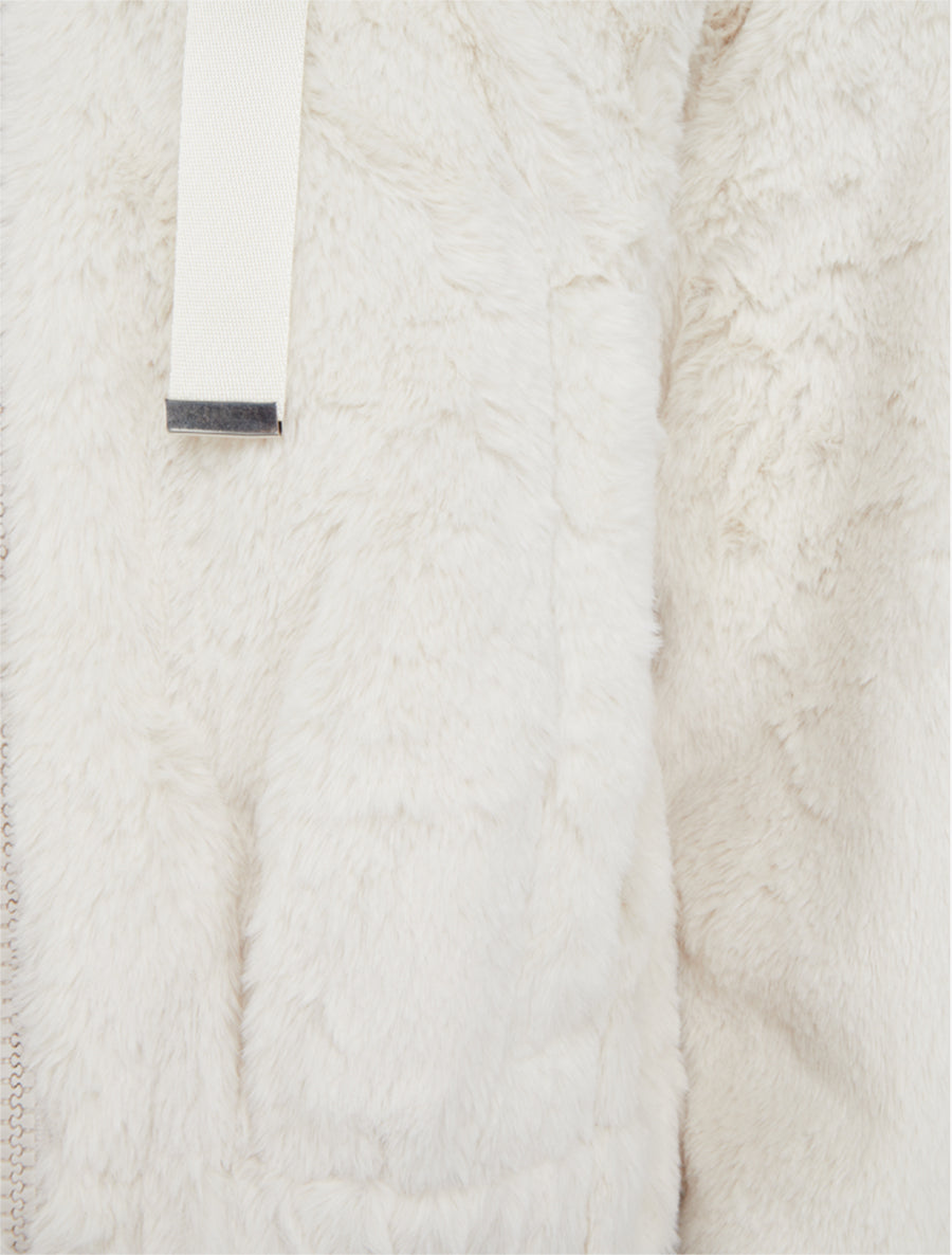 Blouson ample en fourrure synthétique - Blanc - 3