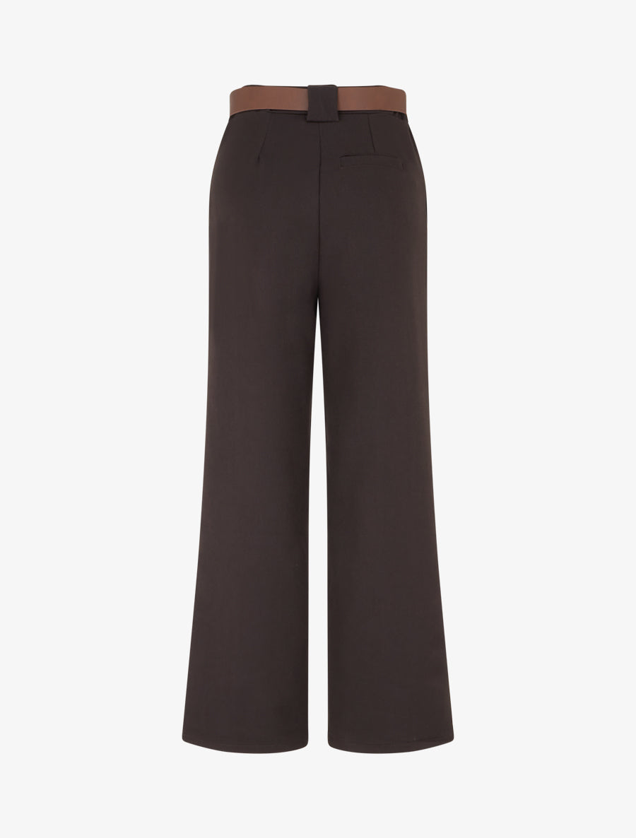 Pantalon droit fluide uni - Marron - 2