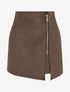 Jupe short zippée en suédine - Marron - 1
