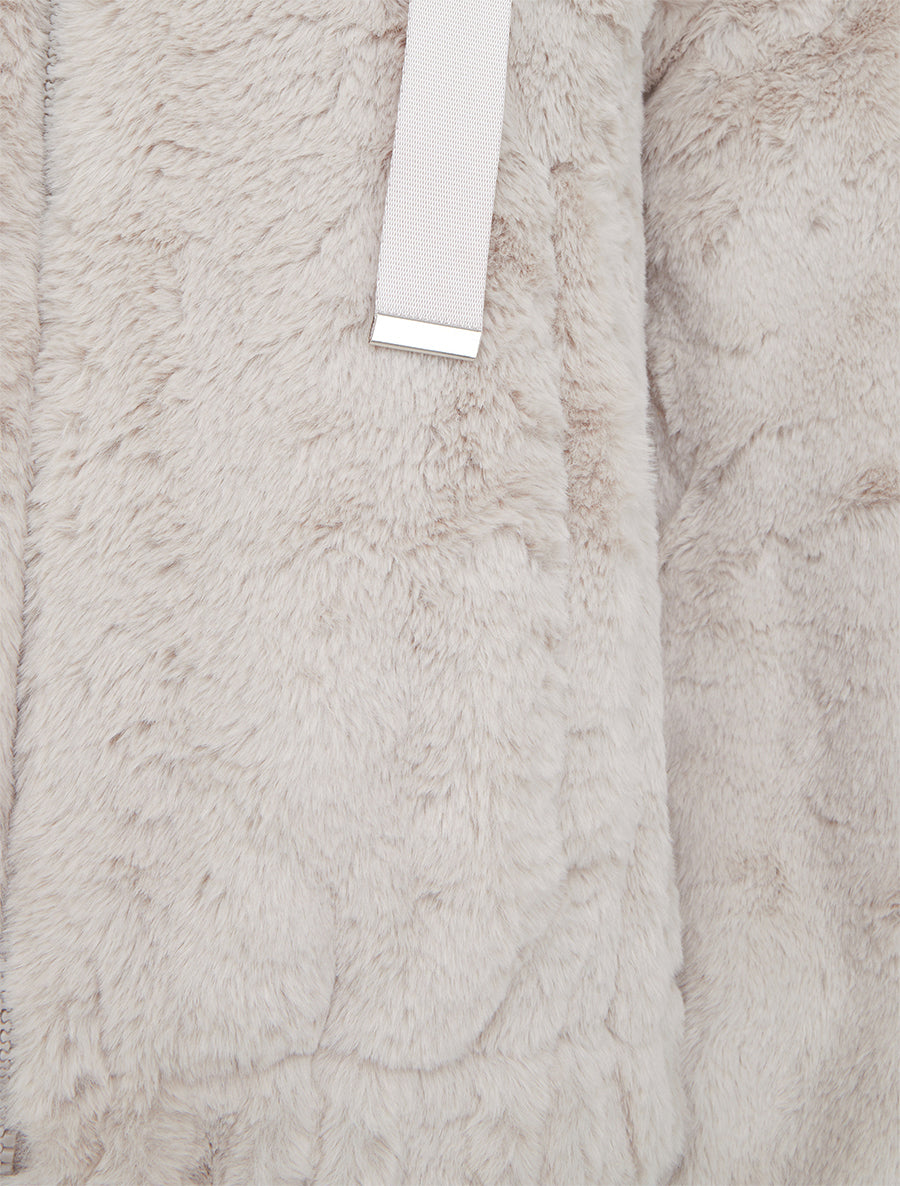 Blouson ample en fourrure synthétique - Beige - 3