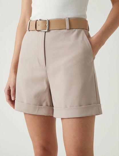 Geknoopte korte broek met omslagboord - Mol