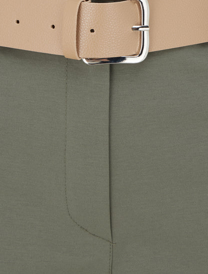 Short ceinturé à revers - Kaki - 3