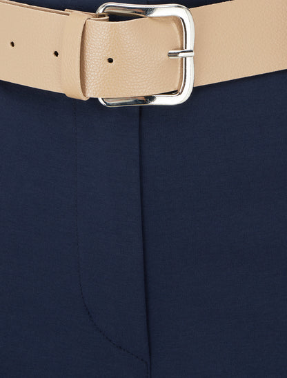 Short ceinturé à revers - Marine - 3