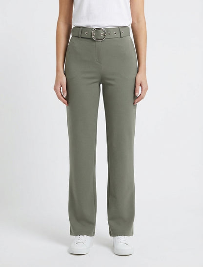 Rechte broek met riem - Kaki