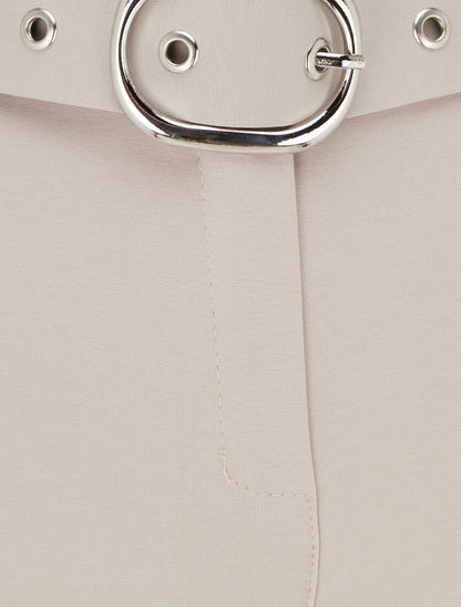 Pantalon droit ceinturé - Beige - 3