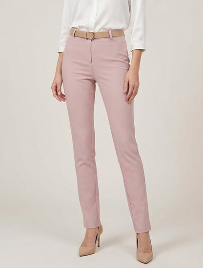 Effen rechte broek - Oudroze