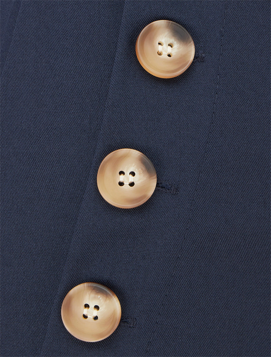 Pantalon droit à fermeture boutonnée sur les côtés - Marine - 3