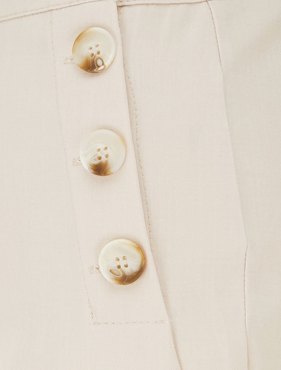 Pantalon droit à fermeture boutonnée sur les côtés - Beige - 3