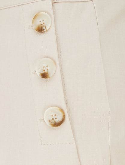 Pantalon droit à fermeture boutonnée sur les côtés - Beige - 3