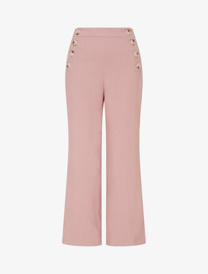 Pantalon droit à fermeture boutonnée sur les côtés - Rose - 1