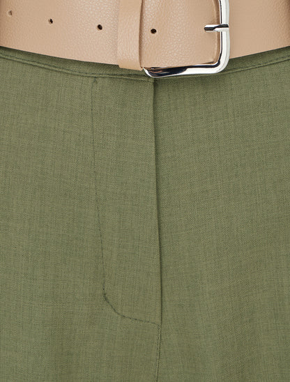 Pantalon droit uni élastiqué - Kaki - 3