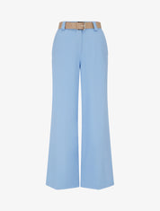 Pantalon droit uni élastiqué - Bleu ciel - 1