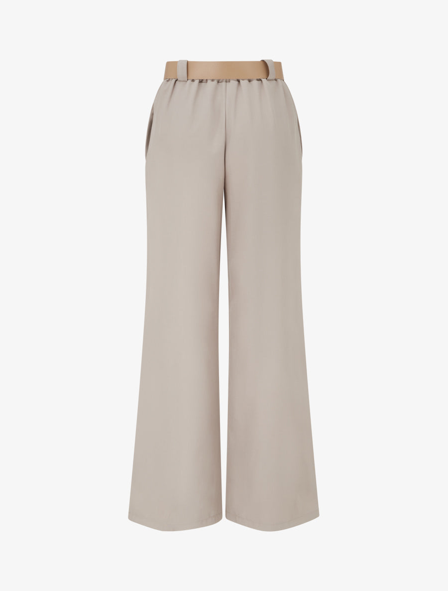 Pantalon droit uni élastiqué - Taupe - 2
