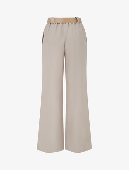 Pantalon droit uni élastiqué - Taupe - 2