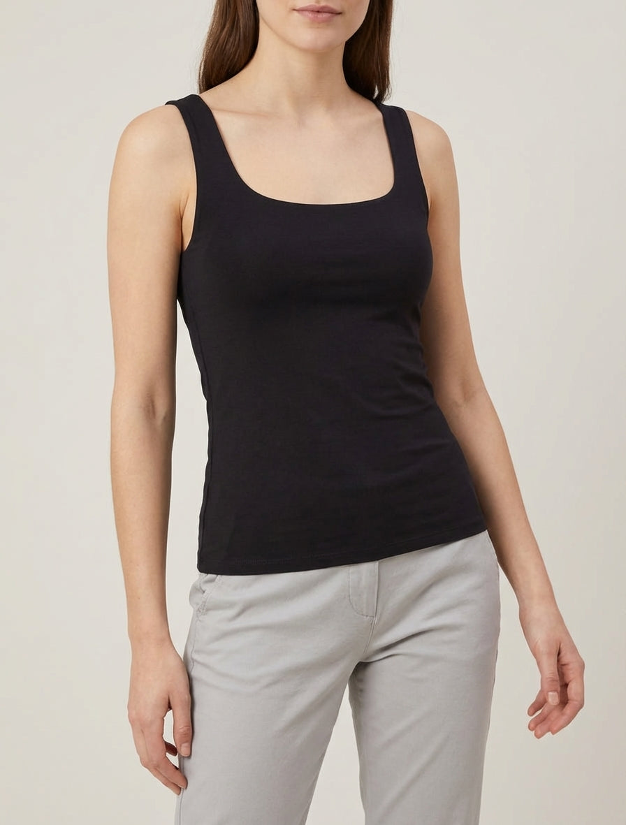 Effen klassiek tanktop - Zwart