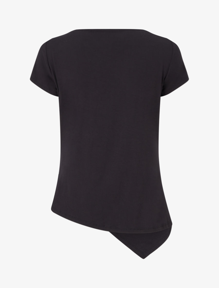 Top asymétrique à manches courtes - Noir - 2