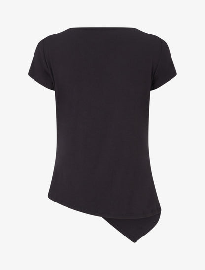 Top asymétrique à manches courtes - Noir - 2