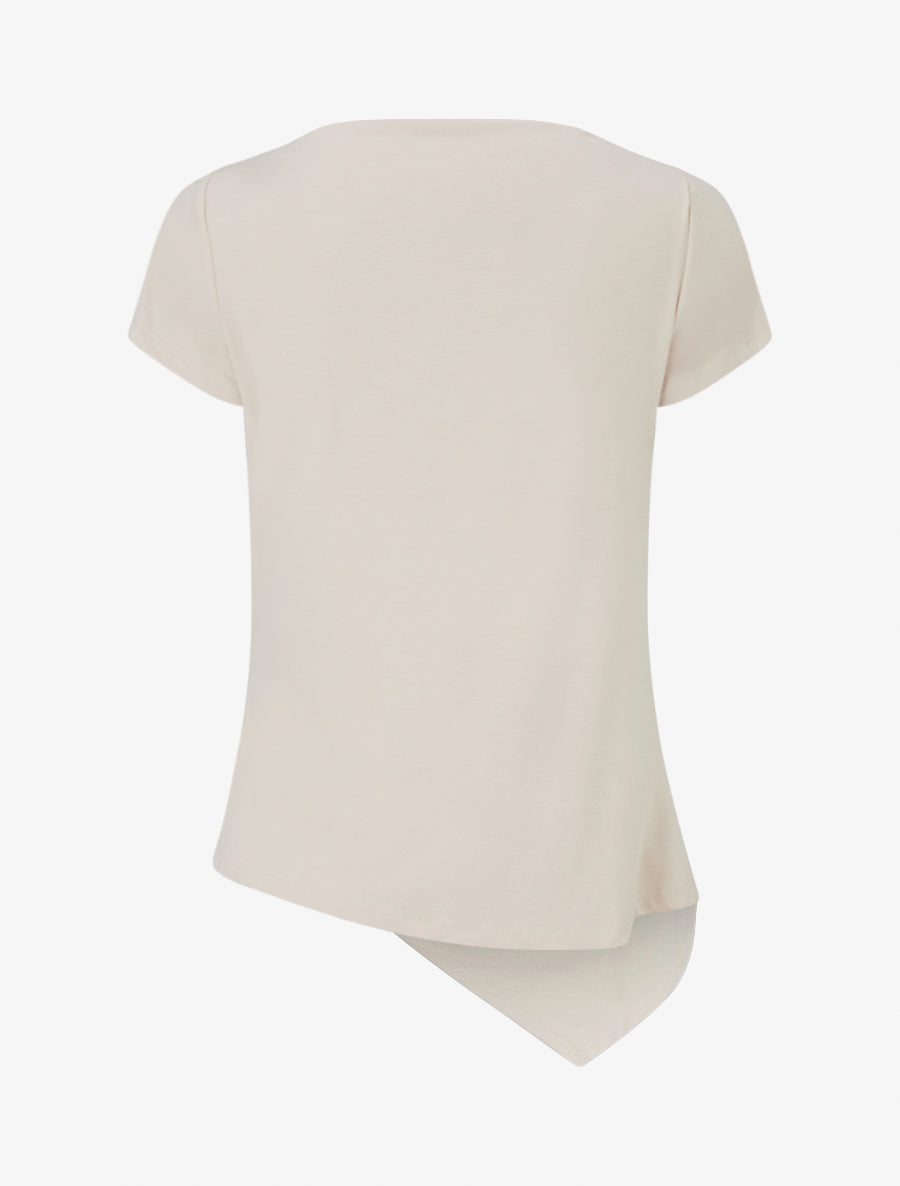 Top asymétrique à manches courtes - Beige - 2