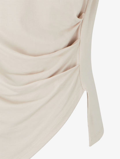 Top asymétrique à manches courtes - Beige - 3