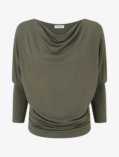 Top fluide à manches 3/4 chauve-souris - Kaki - 1