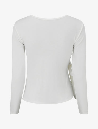 Top uni à col cache-coeur - Blanc - 2