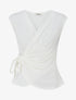 Top uni sans manches à col cache coeur - Blanc - 1