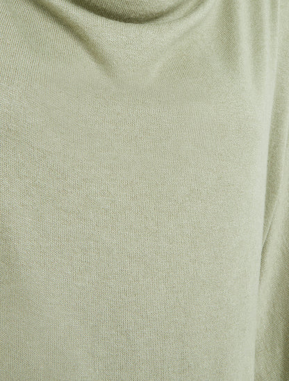 Pull fin uni à col bénitier - Kaki - 3