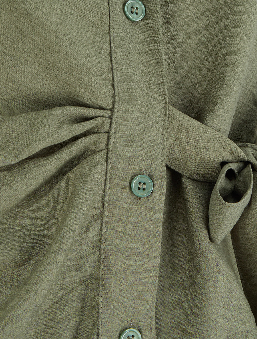 Chemisier sans manches effet drapé - Kaki - 3