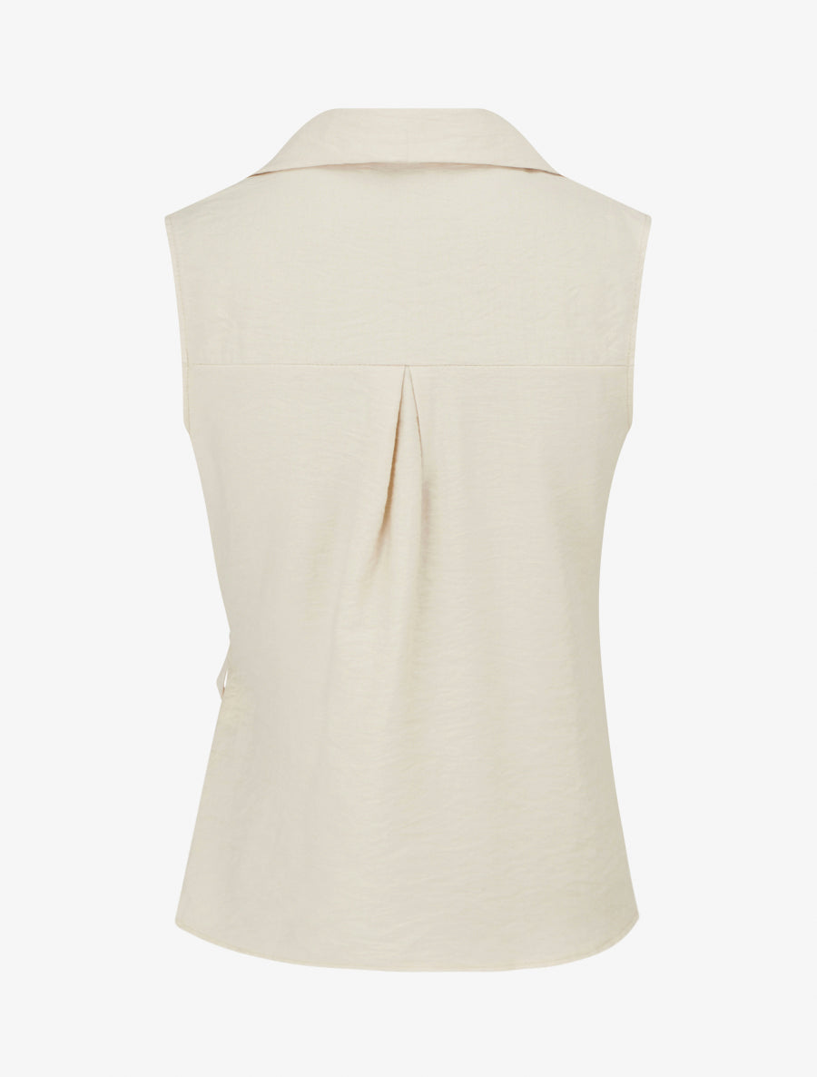 Chemisier sans manches effet drapé - Beige - 2