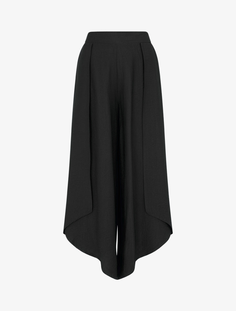 Pantalon ample à bords asymétriques - Noir - 1