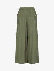 Pantalon ample uni à boutons décoratifs - Kaki - 1