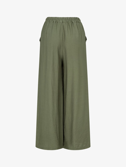 Pantalon ample uni à boutons décoratifs - Kaki - 2