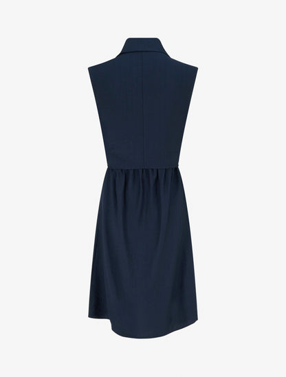 Robe chemise sans manches à liens à nouer - Marine - 2
