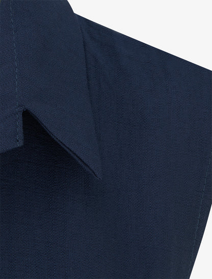 Robe chemise sans manches à liens à nouer - Marine - 3
