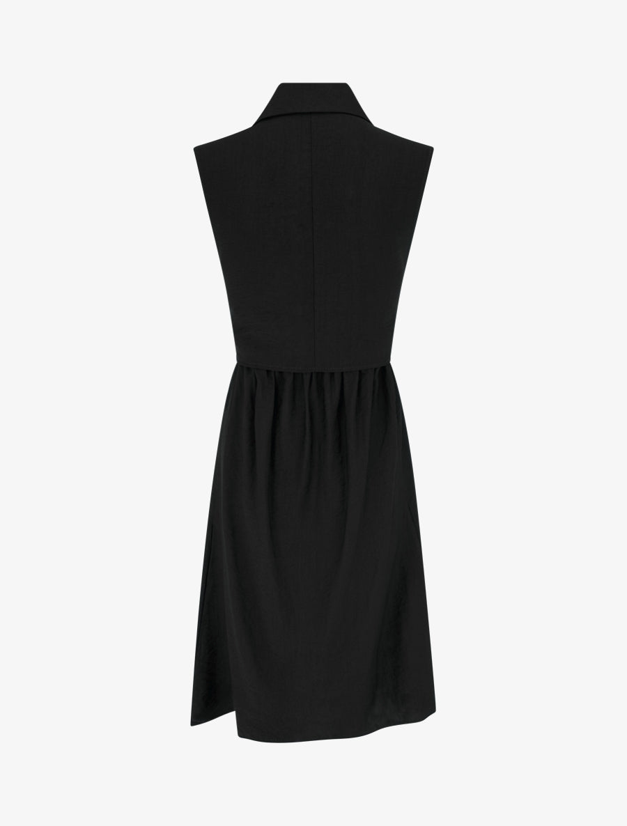 Robe chemise sans manches à liens à nouer - Noir - 2