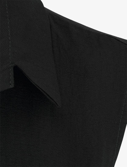 Robe chemise sans manches à liens à nouer - Noir - 3