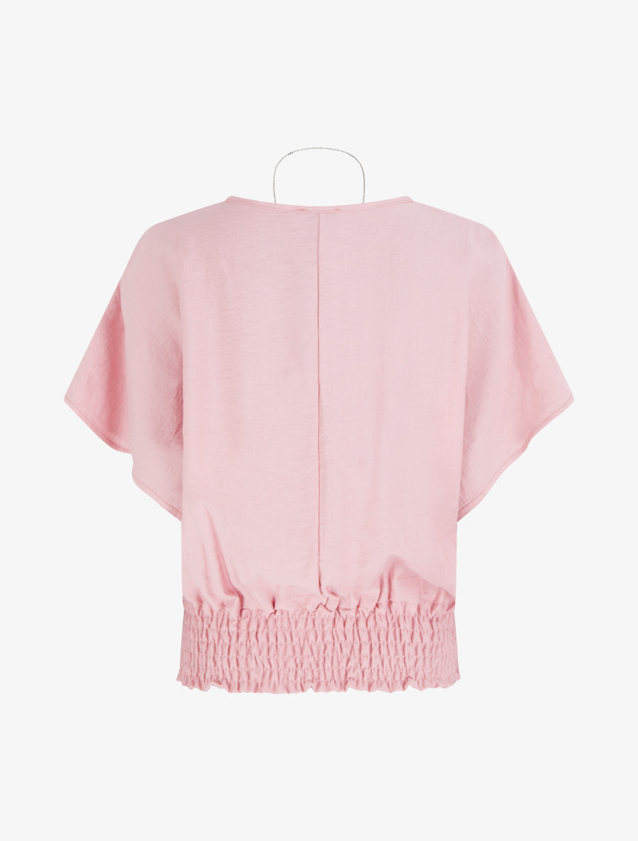 Top boule uni à manches courtes - Rose - 2