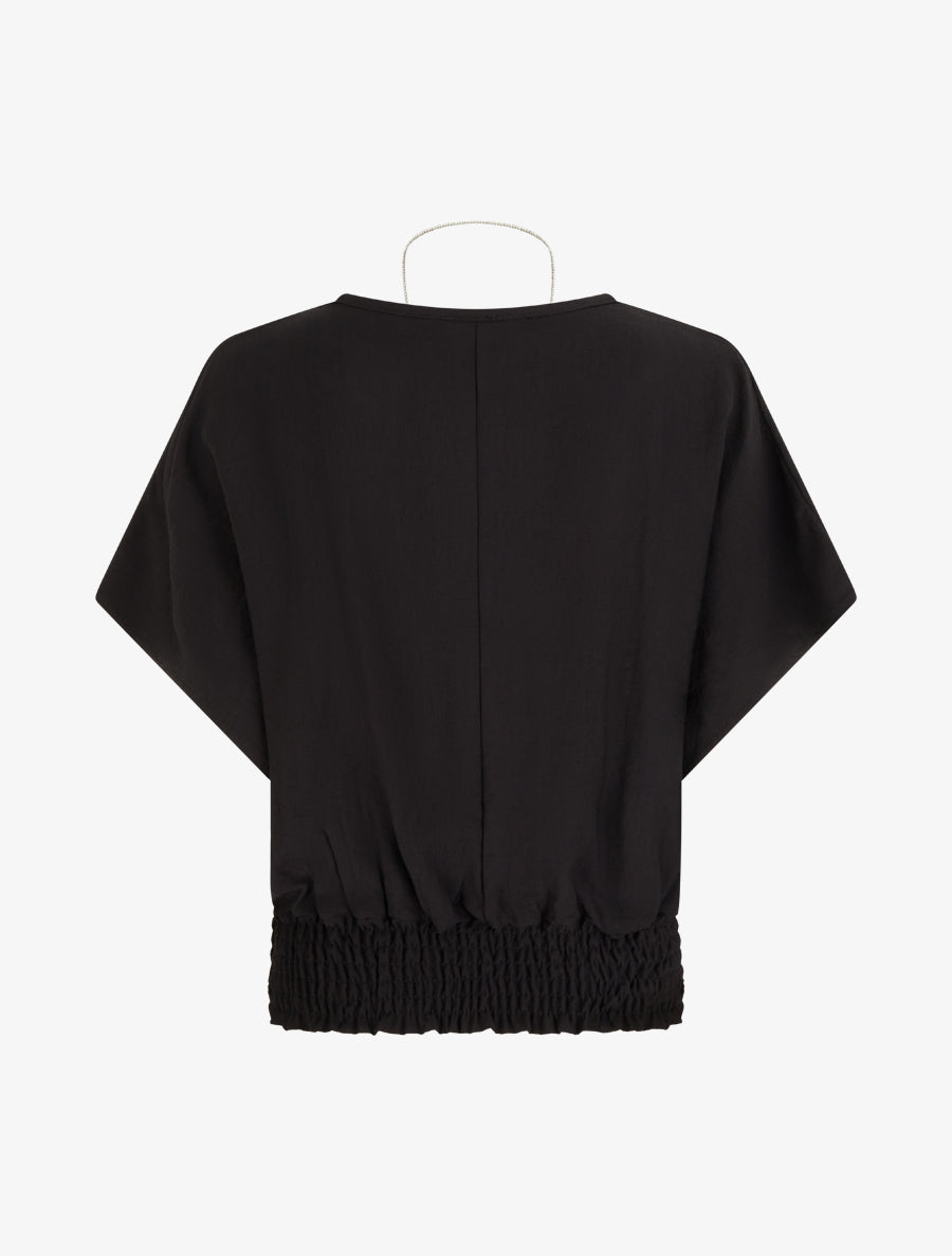 Top boule uni à manches courtes - Noir - 2