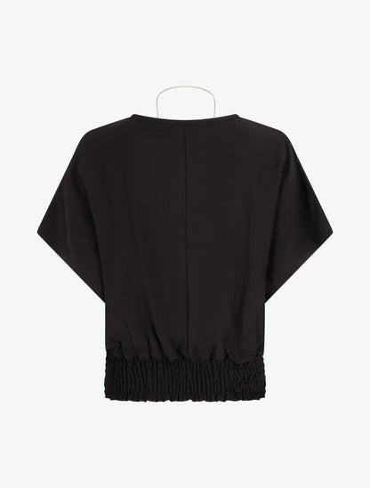 Top boule uni à manches courtes - Noir - 2