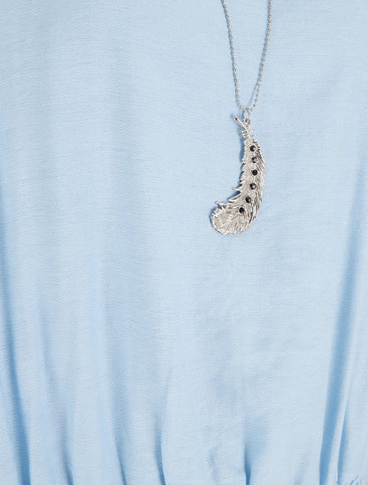 Top boule uni à manches courtes - Bleu ciel - 3