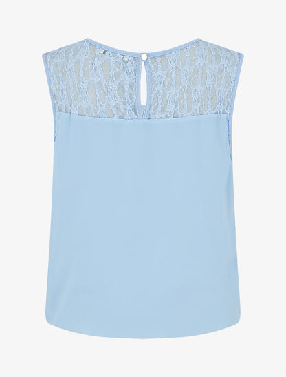 Top boule sans manches à dentelle - Bleu ciel - 2
