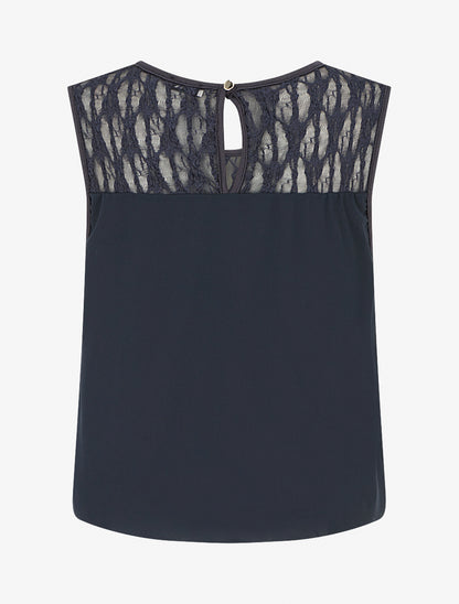 Top boule sans manches à dentelle - Marine - 2