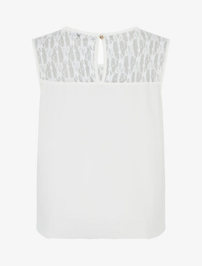 Top boule sans manches à dentelle - Blanc - 2