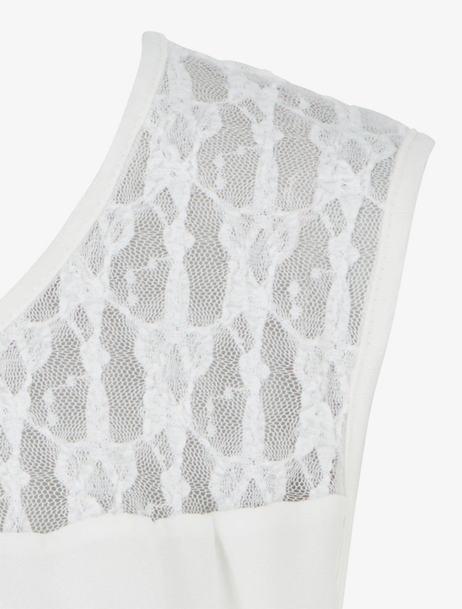 Top boule sans manches à dentelle - Blanc - 3